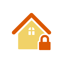 A house and padlock icon