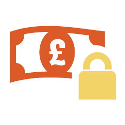 A money and padlock icon