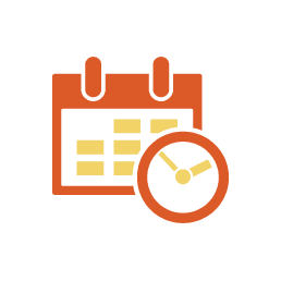 A clock and calendar icon