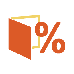 A book with a percentage icon
