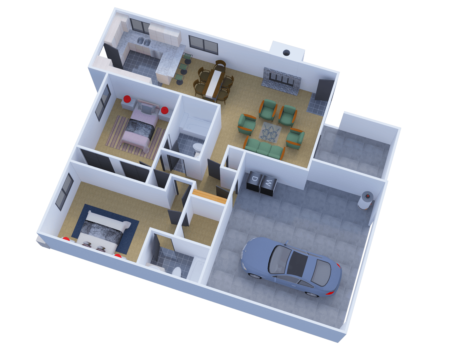 2 bedroom 2 bath floor plan