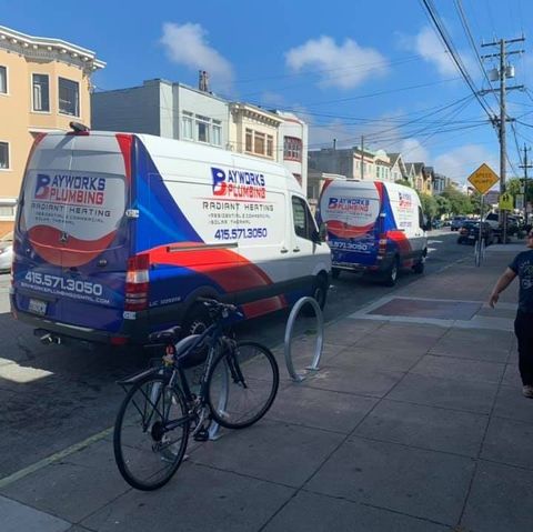 Two Company Vans — San Francisco, CA — Bayworks Plumbing Two Company Vans — San Francisco, CA — Bayworks Plumbing