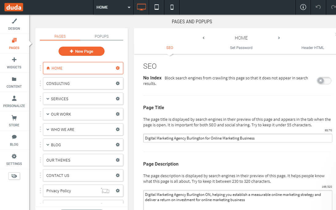 Implement a Title Tag in Duda Content Management System