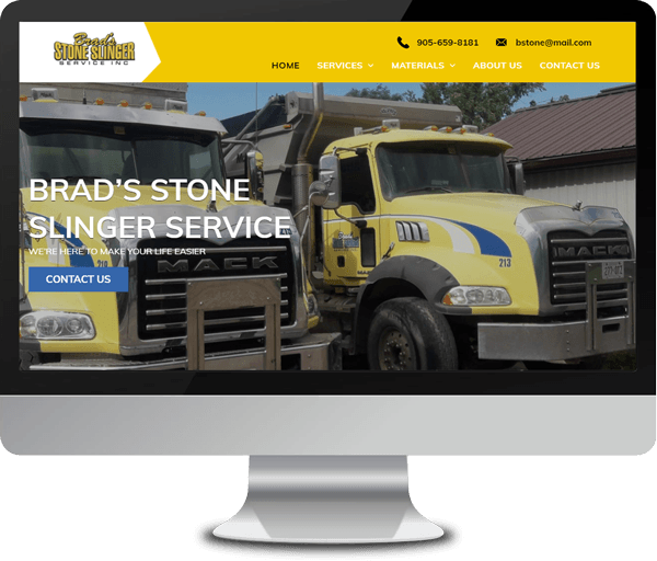 Brad's Stone Slinger Site displayed on Monitor