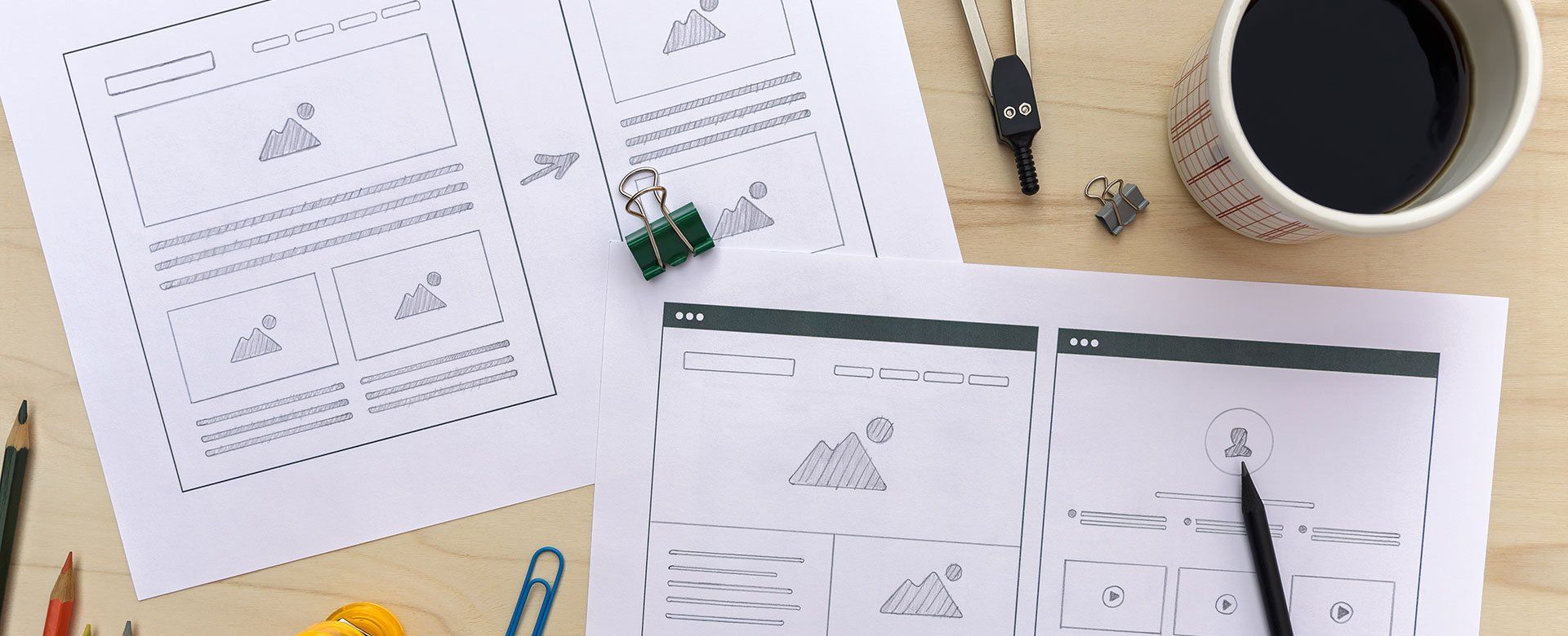 Website UX design sketches