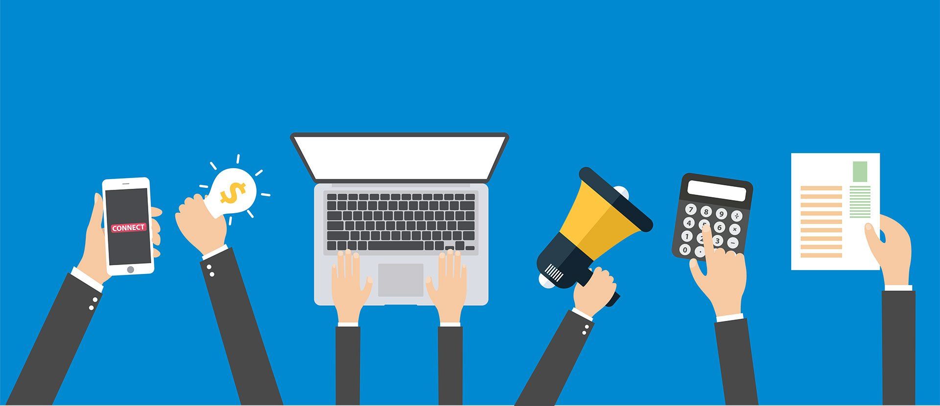 Illustration of various activities by a digital marketing consultant