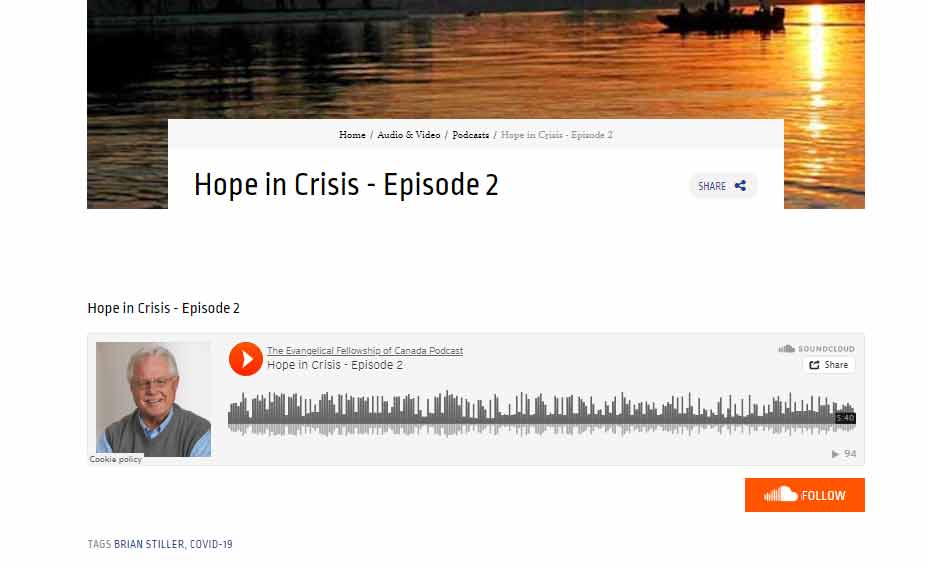Our client FaithToday integrates their SoundCloud audio casts on their website