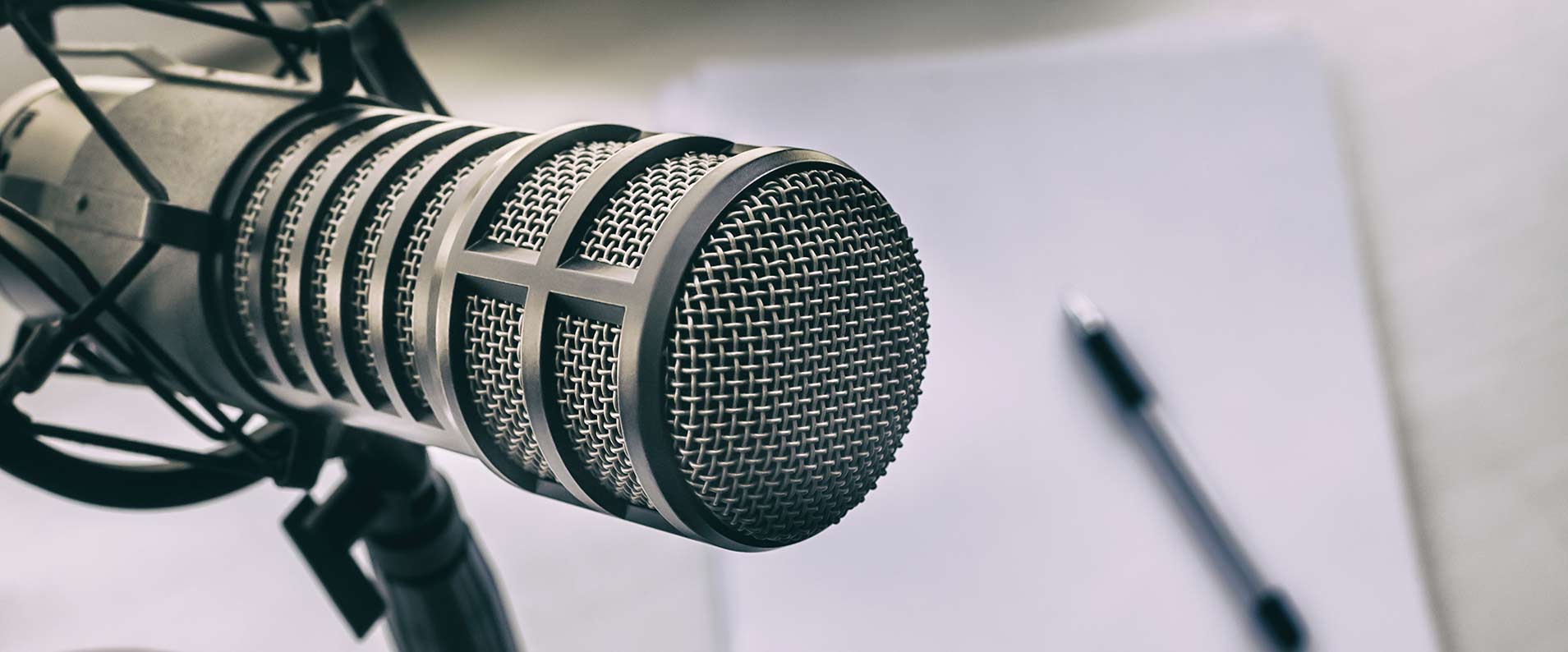 Liza Hess-Rodrigues of Mawazo at the microphone for a podcast about whether content is still king