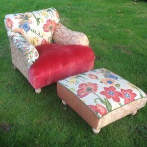 DEEP FILLED ARMCHAIR AND FOOT STOOL