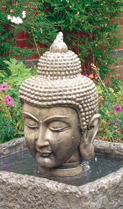 stone garden statue buddha head fountain square reservoir