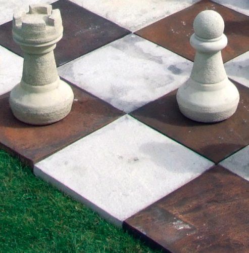 stone garden statue chess board square sandstone