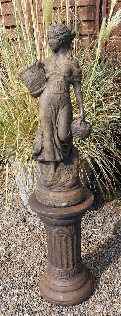 stone garden statue country girl