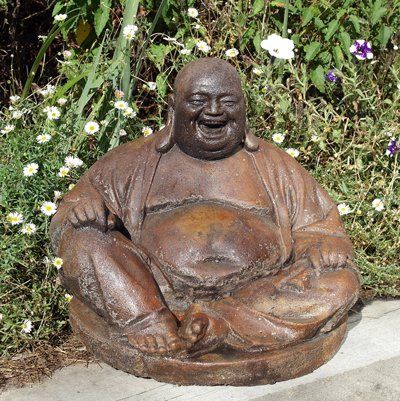 stone garden statue large kneeling buddha
