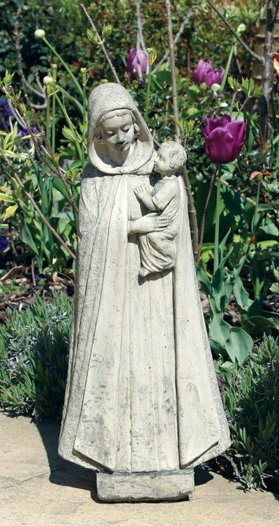 madonna and child stone garden statue