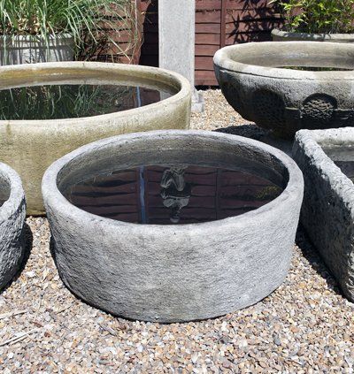 stone garden statue medium round reservoir