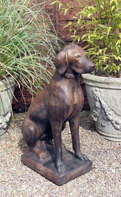 pointer dog stone garden statue