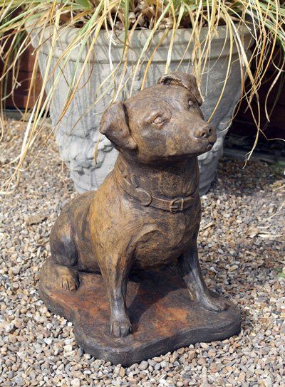 stone garden statue terrier