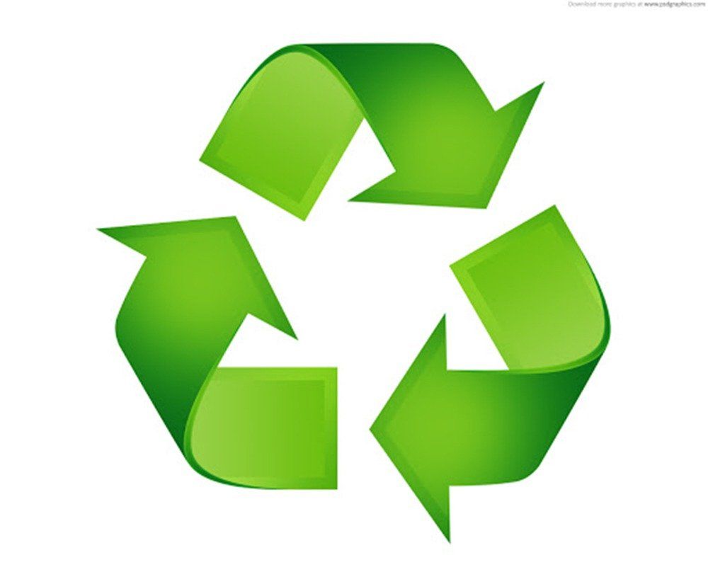 A green, three-arrow recycling symbol forming a continuous triangle on a white background.