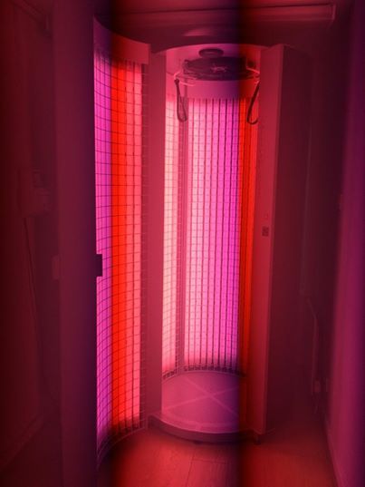 view of a room in multi colour lights