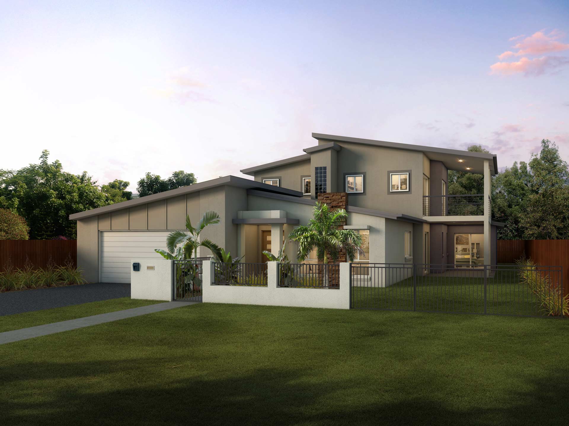 modern home at night with large windows