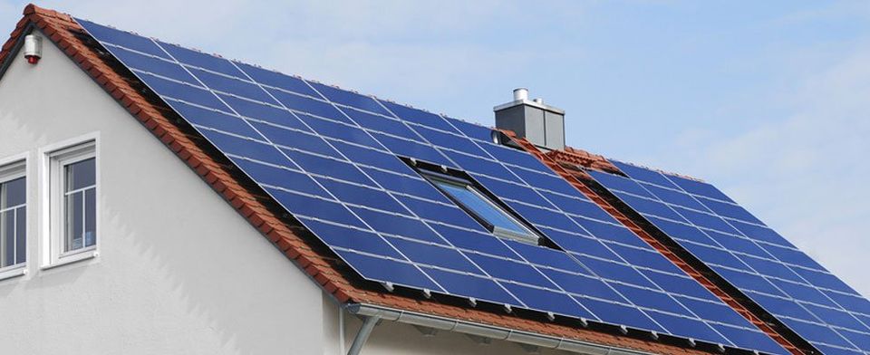 Home roof covered in solar panels