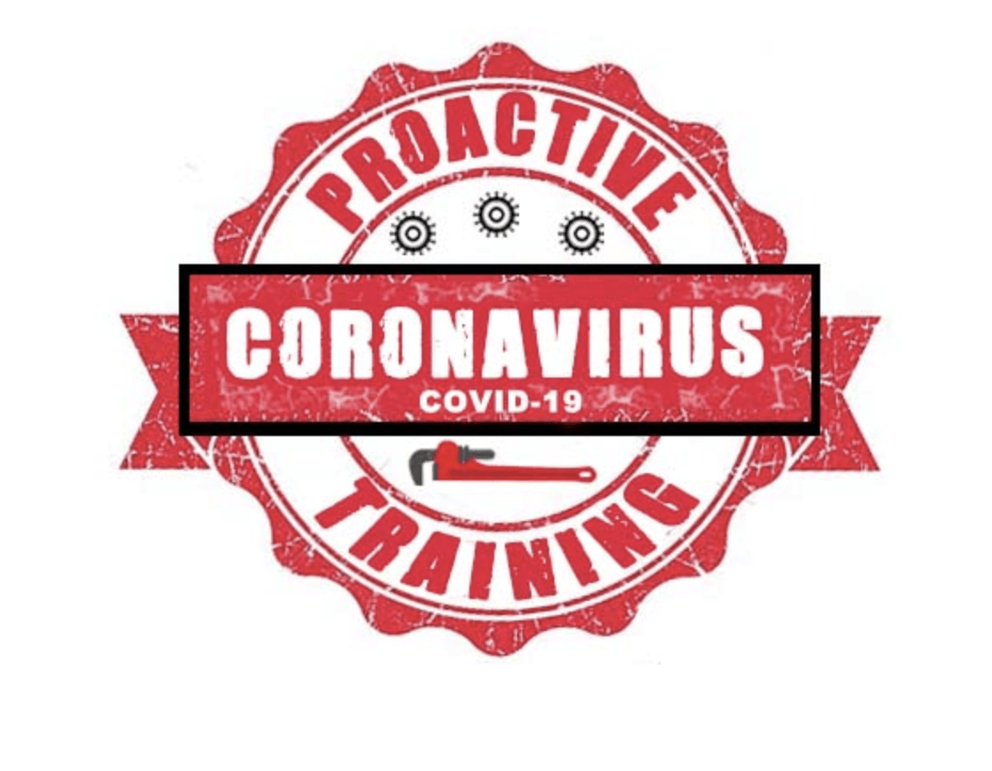 A stamp that says proactive coronavirus training