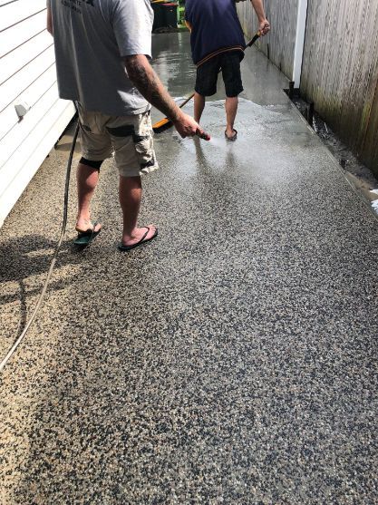 Exposed Aggregate in Progress — Decorative Concrete on the Central Coast, NSW