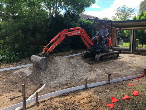 Mini excavator, concreting service — Decorative Concrete on the Central Coast, NSW Mini excavator, concreting service — Decorative Concrete on the Central Coast, NSW