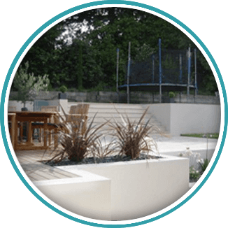 Water feature in Cobham designed by Brodie & Hickin Landscapes Example of garden design in Esher completed by Brodie & Hickin Landscapes
