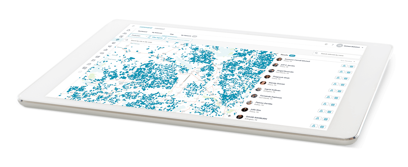 A white tablet with a map on the screen.