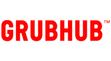 The logo for grubhub is red on a white background.
