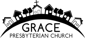 Grace Presbyterian Church logo with black church silhouettes and arched text