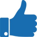 Blue thumbs-up symbol, indicating approval or agreement.