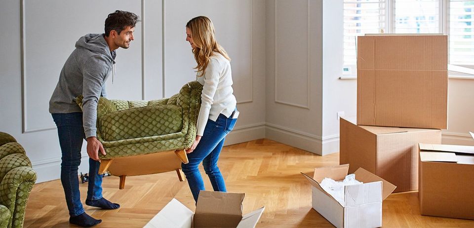 moving green couch
