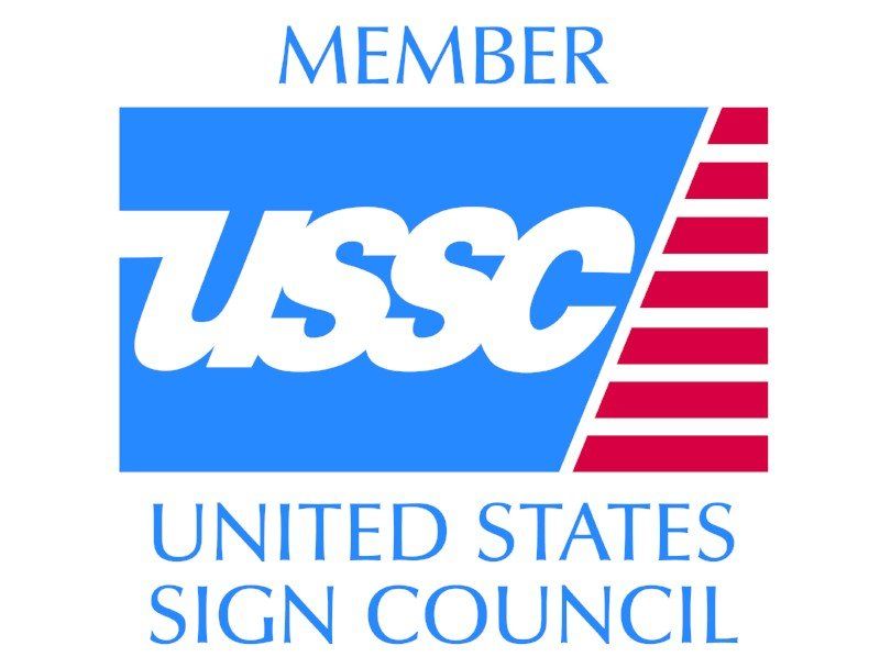 USSC member logo with blue and red stripes and text “United States Sign Council”