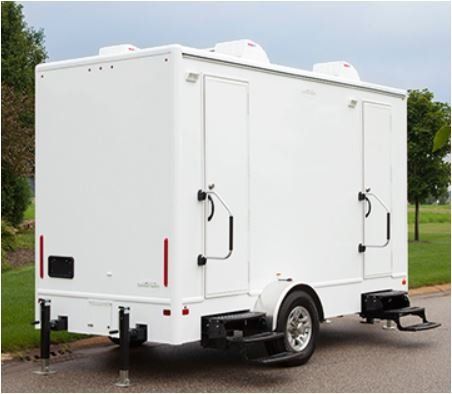 Restroom Trailers —White Restroom Trailer in Anaheim, CA