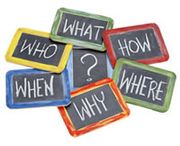 Colorful chalkboards with question words: