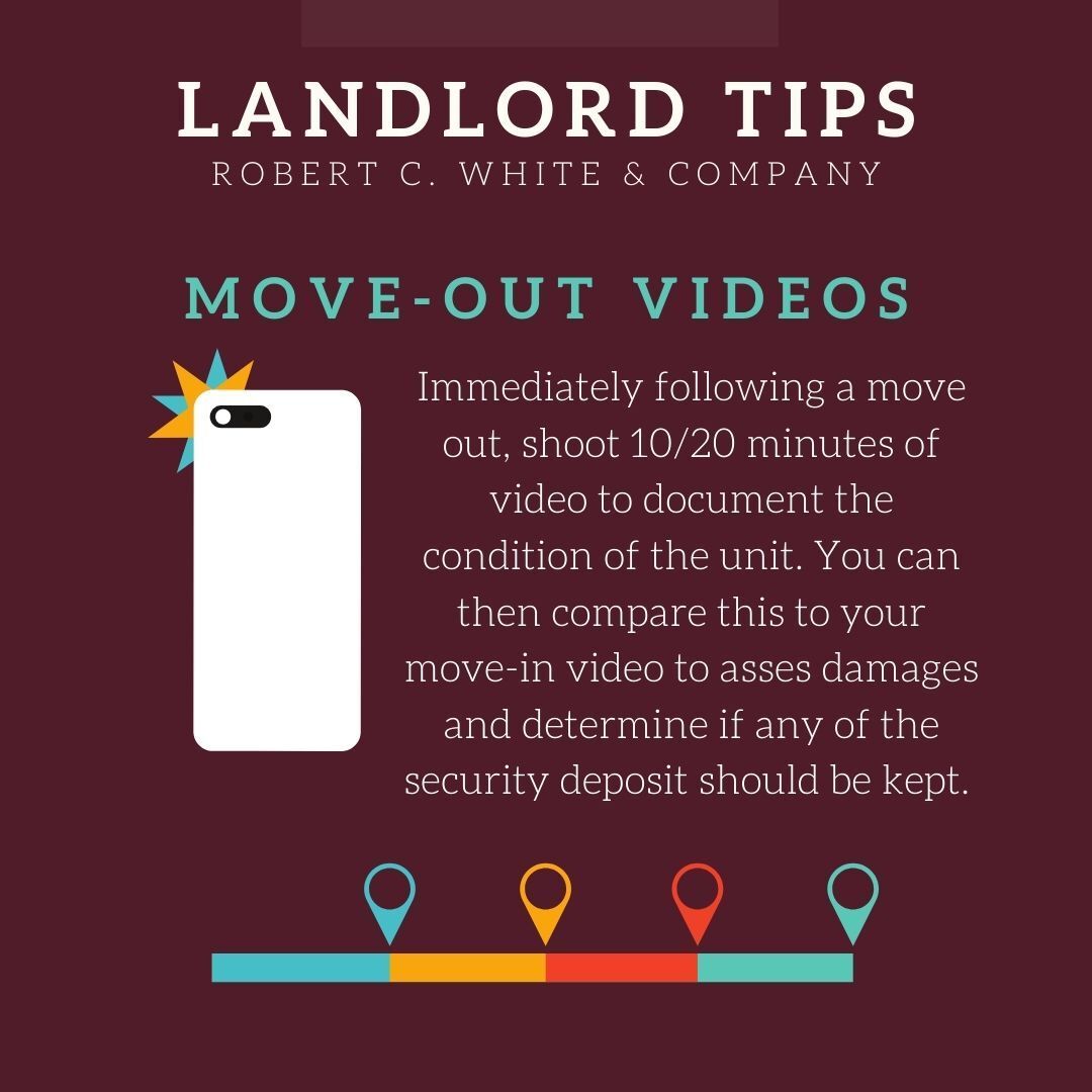A poster that says landlord tips move out videos