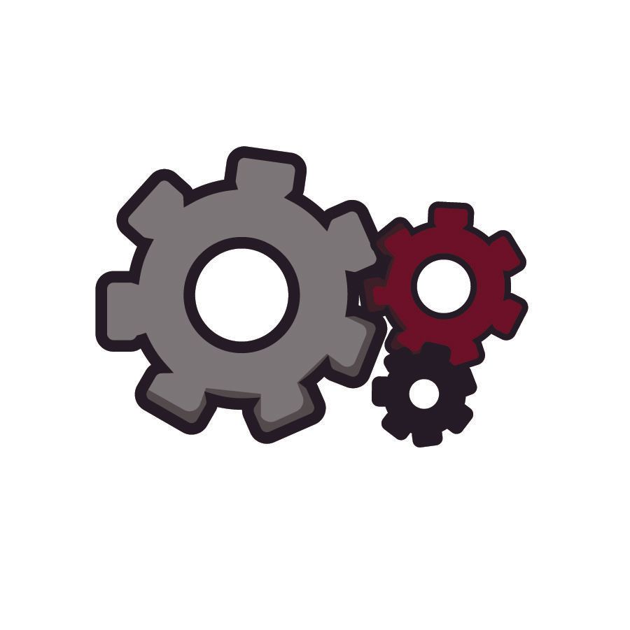 Three gears are connected to each other on a white background.