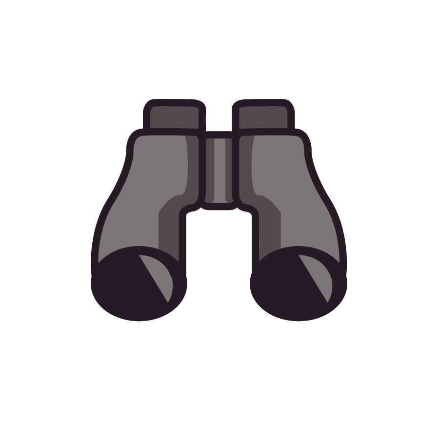 A pair of binoculars on a white background.
