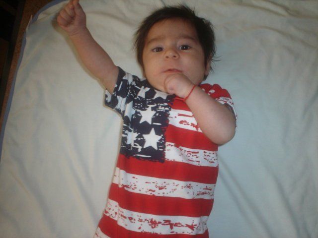 Baby in red, white, & blue for 4th of July