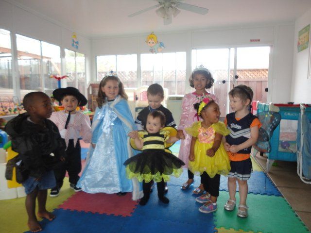 children in Halloween costumes