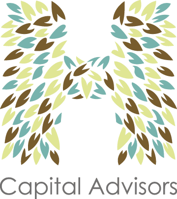 Capital Advisors logo with a stylized multicolored leaf design in green, gold, and brown