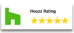 A houzz rating with five stars on a white background