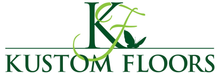 A green and white logo for kustom floors