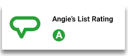 A logo for angie 's list rating with a green speech bubble