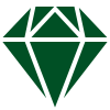 A green diamond with a white outline on a white background.