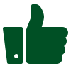 A green thumbs up icon on a white background.