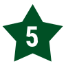 A green star with the number five on it.