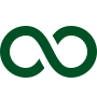 A green infinity symbol on a white background.